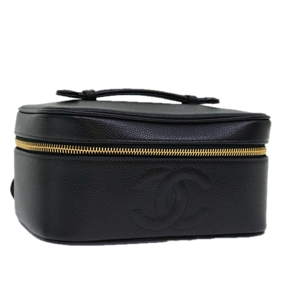 CHANEL Black Cosmetic Bag with Gold Zipper